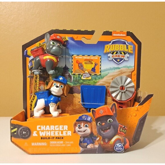 Paw Patrol Rubble & Crew Charger & Wheeler Build It Pack Dog Figures 2023 Pup - Picture 1 of 2